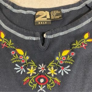 21 Gals Embroidered Dress A-Line Blue Jersey Dress Sleeveless Mini Small…